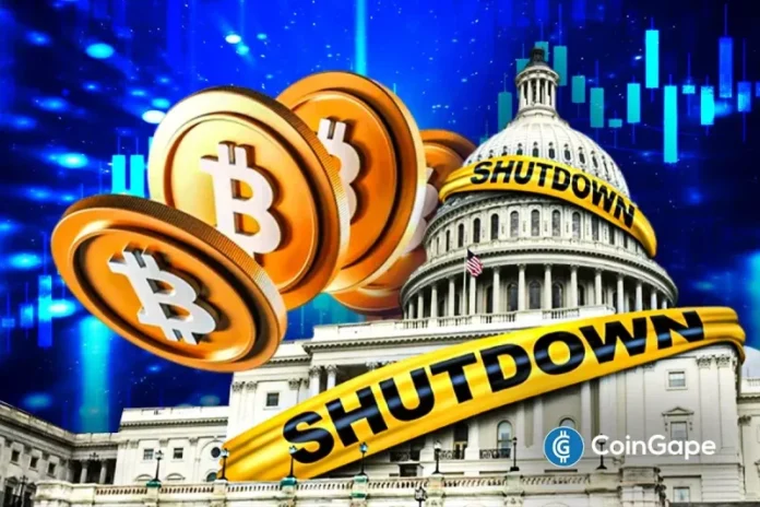 Bitcoin price continues to trade within a defined consolidation range as the broader crypto market reacts to the ongoing U.S. government shutdown. The political gridlock has delayed progress on essential crypto legislation, creating uncertainty across investor circles. Meanwhile, BTC price action reflects indecision, with participants assessing whether the next major swing will favor bulls or
The post <a href="https://coingape.com/markets/bitcoin-price-prediction-as-us-govt-shutdown-extends-whats-next-for-btc/">Bitcoin Price Prediction as US Govt. Shutdown Extends- What’s Next for BTC?</a> appeared first on <a href="https://coingape.com/">CoinGape</a>.