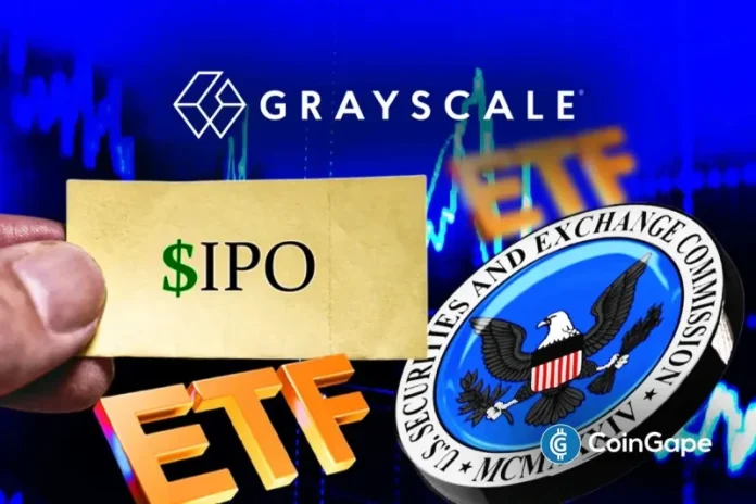 Asset manager Grayscale is forging ahead with plans to go public in the U.S., filing its S-1 form for the IPO with the SEC. The asset manager revealed key details in the registration statement but failed to mention how many shares it is offering and at what price. Grayscale Files S-1 For U.S. IPO With
The post <a href="https://coingape.com/crypto-etf-asset-manager-grayscale-files-for-u-s-ipo-with-the-sec/">Breaking: Crypto ETF Asset Manager Grayscale Files for U.S. IPO with the SEC</a> appeared first on <a href="https://coingape.com/">CoinGape</a>.