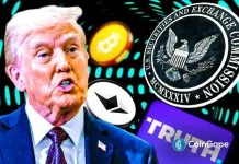 Trump’s Truth Social Files For Bitcoin, Ethereum, Cronos Crypto ETFs Amid Institutional Outflows