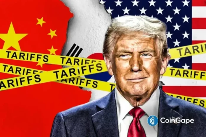 Trump tariff tensions have begun to ease as China resumed purchasing U.S. agricultural products for the first time in months ahead of the meeting between the countries’ Presidents on Thursday. This comes as the United States and South Korea also reached an agreement on their trade deal. China Reopens U.S. Soybean Imports Ahead of Trump-Xi
The post <a href="https://coingape.com/trump-tariff-china-resumes-u-s-imports-after-agreement-with-south-korea/">Trump Tariff: China Resumes U.S. Imports After Agreement With South Korea</a> appeared first on <a href="https://coingape.com/">CoinGape</a>.