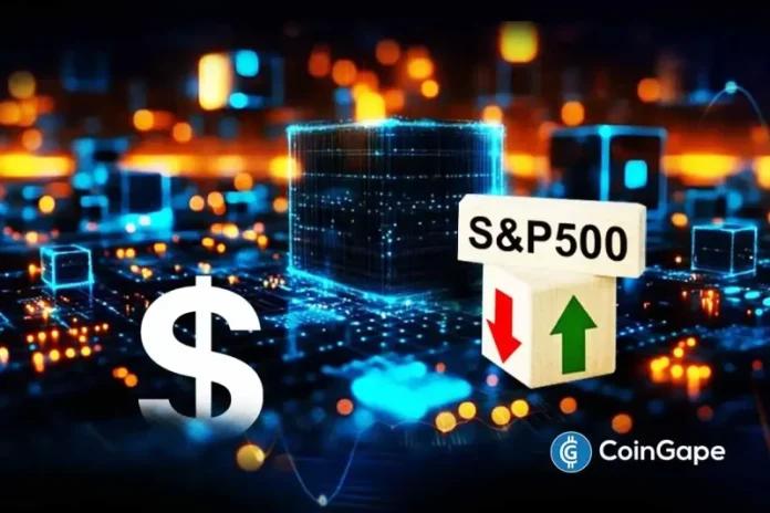 The broader crypto market has entered a strong correction, with Bitcoin and altcoins continuing to face strong selling pressure. Although the S&P 500 continues with its upside, experts believe that it is entering a dangerous territory, last seen before the 1929 Great Depression, and the 2008 financial crisis. Furthermore, the rising US Dollar index could
The post <a href="https://coingape.com/crypto-market-correction-intensifies-as-sp-500-dollar-index-enter-dangerous-territory/">Crypto Market Correction Intensifies As S&P 500, Dollar Index Enter Dangerous Territory</a> appeared first on <a href="https://coingape.com/">CoinGape</a>.