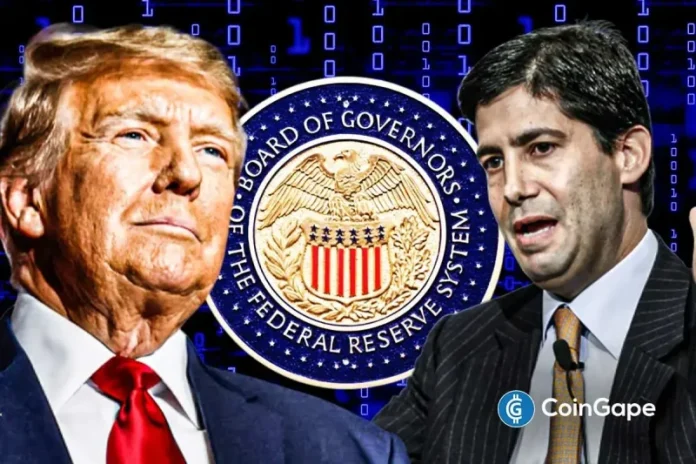 Former Fed Governor Kevin Warsh has seen his odds of becoming the next Fed chair climb in recent days. This comes as crypto traders increase their bets on Warsh, as U.S. President Donald Trump has named his top two candidates to replace Jerome Powell. Crypto Traders Ramp Up Bet On Warsh Becoming Next Fed Chair
The post <a href="https://coingape.com/crypto-traders-bet-on-kevin-warsh-after-trump-names-top-two-fed-chair-candidates/">Crypto Traders Increase Bets on Kevin Warsh After Trump Names Top Two Fed Chair Candidates</a> appeared first on <a href="https://coingape.com/">CoinGape</a>.