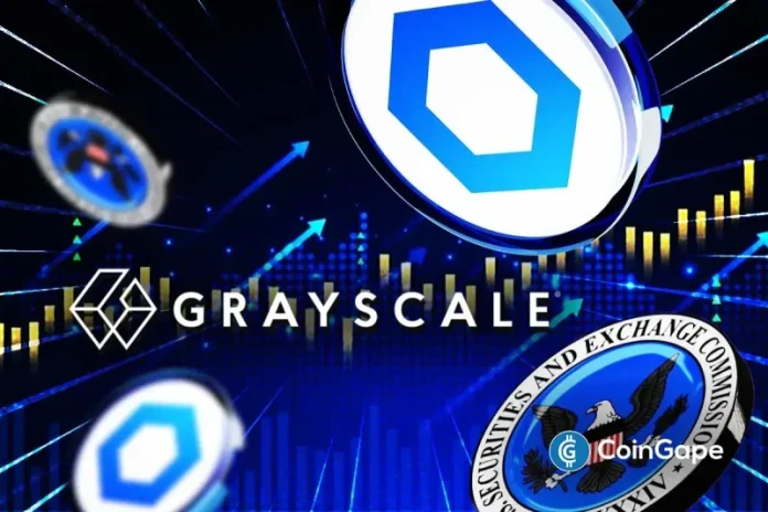 Grayscale is the second asset manager to file for a Chainlink ETF with the U.S. Securities and Exchange Commission. The LINK price is up amid this development, rising 2% today. Grayscale Files S-1 For Chainlink ETF A SEC filing shows that the asset manager has filed its registration statement for its Grayscale Chainlink Trust (LINK),
The post <a href="https://coingape.com/grayscale-files-for-chainlink-etf-with-sec-link-price-rebounds/">Grayscale Files for Chainlink ETF with SEC, LINK Price Rebounds</a> appeared first on <a href="https://coingape.com/">CoinGape</a>.