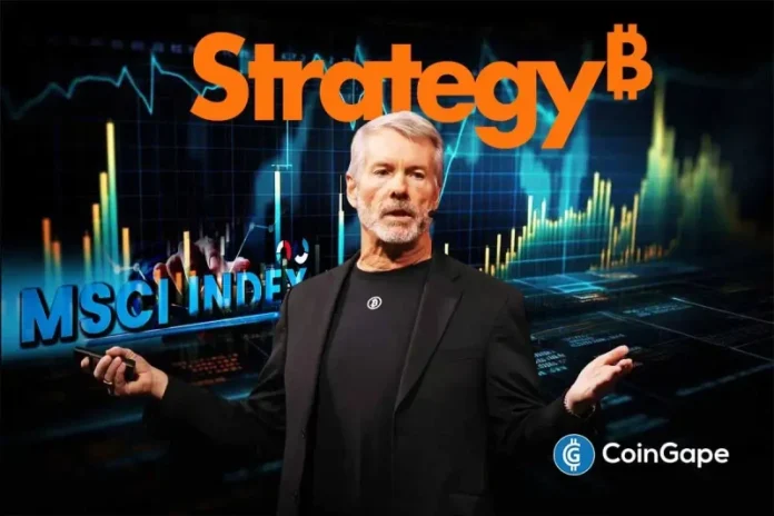 Strategy has officially started off talks with top index firm MSCI. Michael Saylor has confirmed that the negotiations are underway in a bid to remove his firm from the key index. Strategy Opens Negotiations as Michael Saylor Confirms Talks According to Reuters, Strategy is now in formal discussions with MSCI over the decision that could
The post <a href="https://coingape.com/msci-index-removal-threat-softens-as-strategy-enters-negotiation-talks-saylor-confirms/">MSCI Index Removal Threat Grows as Strategy Enters Negotiation Talks, Saylor Confirms</a> appeared first on <a href="https://coingape.com/">CoinGape</a>.