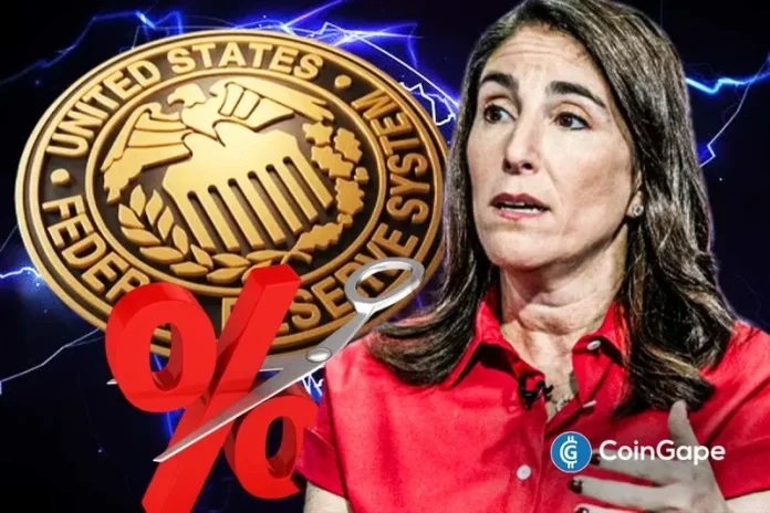Cleveland Fed President Beth Hammack has commented on the effects that further rate cuts could have on inflation. This comes amid uncertainty about whether the FOMC will make another Fed rate cut at the December meeting. Another rate cut is significant as it could provide a much-needed lift for Bitcoin and the broader crypto market.
The post <a href="https://coingape.com/more-rate-cuts-could-keep-inflation-elevated-feds-beth-hammack-warns/">More Rate Cuts Could Keep Inflation Elevated, Fed’s Beth Hammack Warns</a> appeared first on <a href="https://coingape.com/">CoinGape</a>.