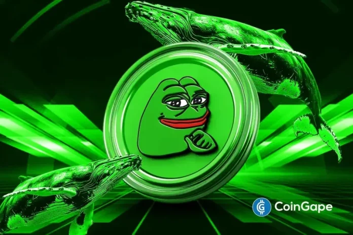 Pepe Coin price trades at $0.0000065 today, Oct. 31, up by 1.75% from the previous day. This mild rebound mirrors what is happening in the broader crypto market. Still, this price action may be a dead-cat bounce that will trigger more downside as it is in the midst of a multi-year head-and-shoulders (H&S) pattern. Pepe
The post <a href="https://coingape.com/markets/pepe-coin-price-forms-multi-year-hs-pattern-as-whale-selling-intensifies/">Pepe Coin Price Forms Multi-Year H&S Pattern as Whale Selling Intensifies</a> appeared first on <a href="https://coingape.com/">CoinGape</a>.