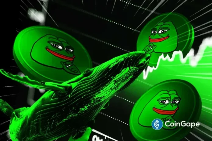 Pepe Coin price surged by nearly 20% today, climbing to $0.00001252 as trading activity soared. The daily volume spiked by over 280% to reach $1.94 billion, underscoring heightened market interest. At the same time, the market cap expanded by more than 14% to $5.07 billion. These figures highlight a significant resurgence in the meme coin
The post <a href="https://coingape.com/markets/pepe-coin-price-prediction-as-the-token-jumps-nearly-20-will-whale-accumulation-take-it-to-0-00003/">Pepe Coin Price Prediction as the Token Jumps Nearly 20% – Will Whale Accumulation Take it to $0.00003?</a> appeared first on <a href="https://coingape.com/">CoinGape</a>.