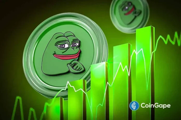 Pepe Coin price is outperforming other mainstream meme coins today, soaring around 13% over the past 24 hours. Trading volumes are nearing 150% surging to $1.34 billion. PEPE’s market cap has also climbed to around $5.09 billion. So, what’s fueling this sudden jump? Top Reasons Pepe Coin Price is Skyrocking Today Pepe Coin price has
The post <a href="https://coingape.com/trending/why-is-pepe-coin-price-rallying-today-september-13/">Why is Pepe Coin Price Rallying Today, September 13?</a> appeared first on <a href="https://coingape.com/">CoinGape</a>.