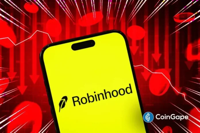 Crypto exchange Robinhood is currently experiencing an outage, with users reporting issues accessing their accounts. The HOOD stock has dropped amid this development, currently in the red since the opening of today’s trading session. Robinhood Experiences Outage With Users Unable To Access Accounts Downdetector data shows that the crypto exchange is facing an outage, with
The post <a href="https://coingape.com/robinhood-outage-reported-by-users-hood-stock-drops/">Robinhood Outage Reported by Users, HOOD Stock Drops</a> appeared first on <a href="https://coingape.com/">CoinGape</a>.