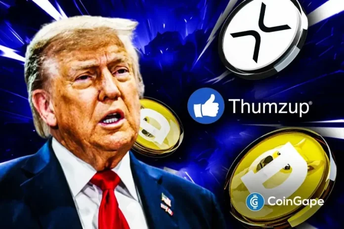 <p>Trump’s Thumzup Media, in a recent shareholder letter, shared that its crypto treasury has expanded beyond its initial Bitcoin plans. The treasury had authorized purchases of assets, such as XRP and DOGE, while raising significant new capital to fuel its growth. Trump-Linked Thumzup Media Shares Crypto Ambitions In a recent shareholder letter, Thumzup Media revealed</p>
<p>The post <a href="https://coingape.com/trumps-thumzup-media-details-crypto-treasury-strategy-authorizes-more-buys-for-xrp-doge/">Trump’s Thumzup Media Details Crypto Treasury Strategy, Plans More Buys For XRP, DOGE</a> appeared first on <a href="https://coingape.com/">CoinGape</a>.</p>
<br>