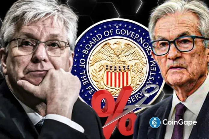 Governor Christopher Waller has called for another Fed rate cut in December. This comes as Chair Jerome Powell insists the cycle of monetary easing may have reached its end. Waller Pushes for December Policy Easing According to Reuters, Federal Reserve Governor Christopher Waller has called for one last cut by December, emphasizing the need to
The post <a href="https://coingape.com/waller-signals-december-fed-rate-cut-despite-powells-no-more-cuts-stance/">Waller Signals December Fed Rate Cut Despite Powell’s “No More Cuts” Stance</a> appeared first on <a href="https://coingape.com/">CoinGape</a>.