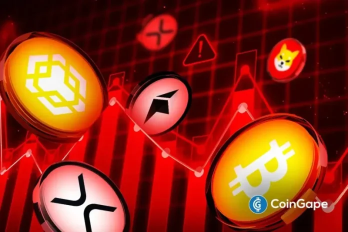 Today’s crypto market crash saw the global market cap tumble back to a 5-month low at $3.45 trillion. Bitcoin and Ethereum prices are now down 18% and 27% in a month, while investors haven’t even recovered from the bloodbath last month. Macro, technical, and fundamental factors wreaked havoc on stocks and crypto markets, causing $830
The post <a href="https://coingape.com/crypto-market-crash-heres-why-bitcoin-eth-xrp-bnb-sol-falling-sharply-today/">Crypto Market Crash: Here’s Why Bitcoin, ETH, XRP, BNB, SOL Falling Sharply Today</a> appeared first on <a href="https://coingape.com/">CoinGape</a>.
