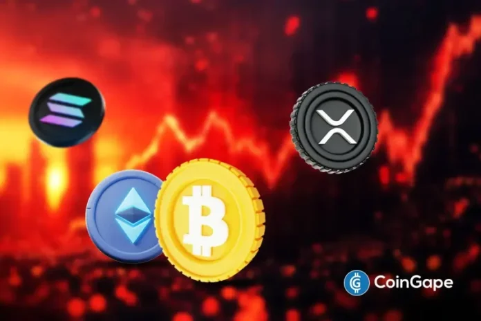 The U.S.–Iran War over the weekend has pushed oil higher and led to fears of a Monday market sell-off. Iran moved to close the Strait of Hormuz, threatening 20% of global oil flows. As the U.S.–Iran War escalates across the Gulf, crypto traders debate whether another crash would follow when traditional markets reopen. U.S.–Iran: Strait
The post <a href="https://coingape.com/u-s-iran-war-monday-crypto-crash-odds-rise-as-pundits-predict-oil-price-spike/">U.S.–Iran War: Monday Crypto Crash Odds Rise As Pundits Predict Oil Price Spike</a> appeared first on <a href="https://coingape.com/">CoinGape</a>.