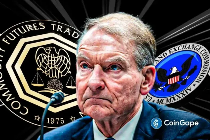 SEC Chair Paul Atkins has firmly rejected speculation that he could step in as chair of the Commodity Futures Trading Commission (CFTC). Despite his name surfacing in discussions, Atkins stressed he has no interest in holding two positions. Atkins Rejects CFTC Role, Pushes Clearer Crypto Rules and Agency Harmony Speaking in a new interview, Atkins
The post <a href="https://coingape.com/sec-chair-paul-atkins-rejects-cftc-role/">SEC Chair Paul Atkins Rejects CFTC Role Amid SEC-CFTC Crypto Coordination</a> appeared first on <a href="https://coingape.com/">CoinGape</a>.